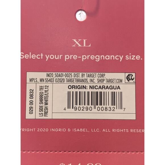 Ingrid‎ & Isabel White Maternity Top Long Sleeve Shirred Solid TShirt XL V Neck - Picture 5 of 8